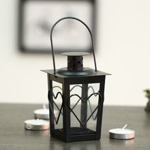 Romantic Lantern Iron Garden Decor Candle Holder Warm Retro Glass Home Decor Candle Holders