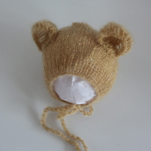 Baby photography props mohair hat bear cap for newborn babies mohair bonnet photo props