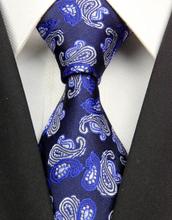 NT0317 Navy White Paisley New Man s Jacquard Woven Silk Polyester Tie Classic Business Wedding Fashion