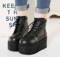 Punk Boots Spring Autumn Fashion Womens Shoes Heels Lace Up Platform