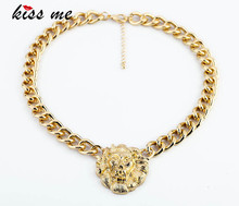 New Designer 2013 Fashion jewelry Multicolor Drop Punk Metal Lion Carving Pendant Necklace For Christmas Gifts