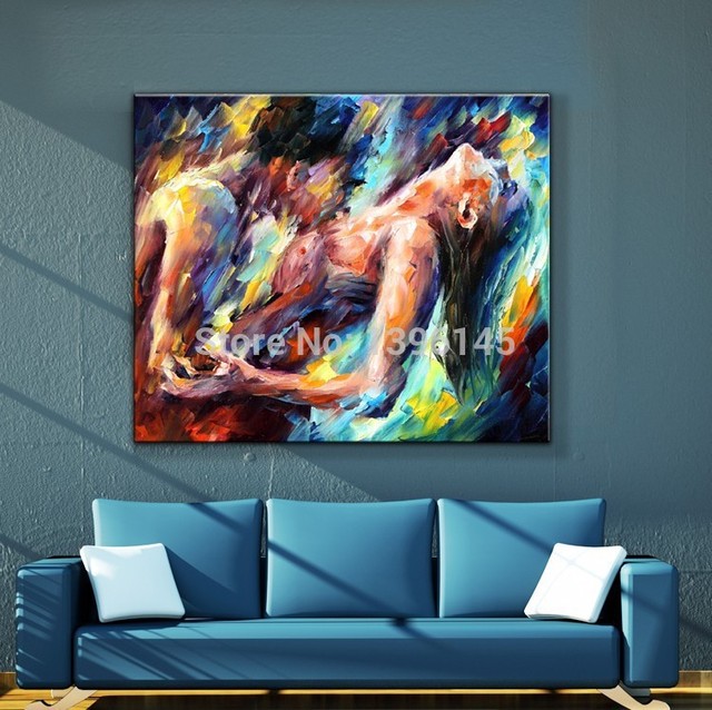 Free shipping 100% handmade palette knife oil painting naked woman ...