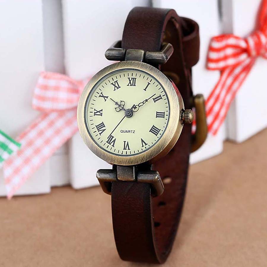 New fashion hot selling leather female watch ROMA vintage watch women dress watches