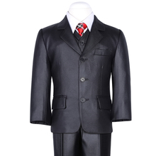Free shipping 2016 new fashion flash solid black three pcs boys suit blazer
