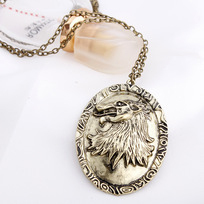Free shipping,Factory Outlet 2014 Hot Selling Song of Ice and Fire Game of Thrones Stark Wolf Necklaces & Pendants~DY043