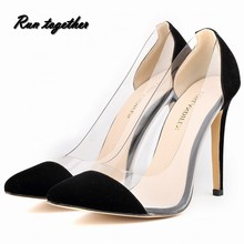 New summer fashion sexy women pumps pointed toe high heeles shoes Transparent party wedding dress shoes woman size 35-42