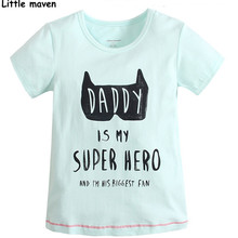 Little maven 2016 summer baby boys / girls t shirts children Cotton letter printing daddy my super hero t shirts brand tops L013