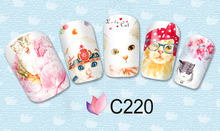 1 sheet Cute Cats Water Transfer Stickers Full Decals DIY Beauty Foil Polish Wraps Manicure Decorations