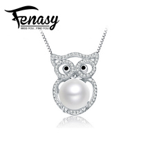 FENASY sterling silver cultured freshwater Pearl Pendant Necklace Natural real genuine Pearl Silver Pendant Free Shipping