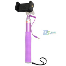 Pink Extendable Selfie Wired Stick Phone Holder Remote Shutter Monopod For Smartphone homegarden2014