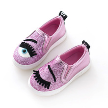 Children shoes 2016 fashion Autumn Cartoon eye Shoes girl sneaker Sequins princess party with flat Shoes kids trainers for girls