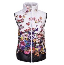 New 2016 Fashion Winter Vest Women Cotton Down O-Neck Print Flowers Women Jacket Vest Coat Plus size 5XL Casual Outwear CE286