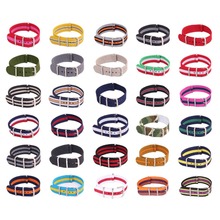 Nuevo 18 mm ejército militar deportes pulsera para otan la correa de reloj cinturón de Nylon negro tejida de fibra de 18 mm hebilla de reemplazo