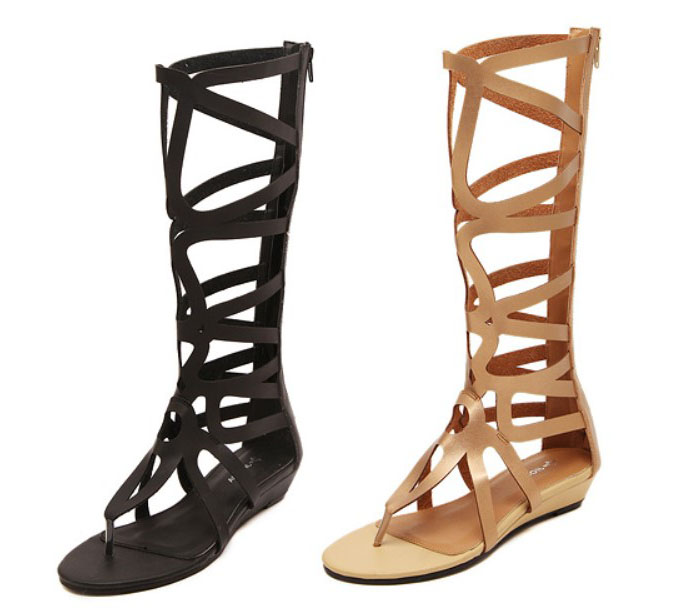 Brand Designer Gladiator Sandals Women Sexy Hollow Knee High Sandals ...