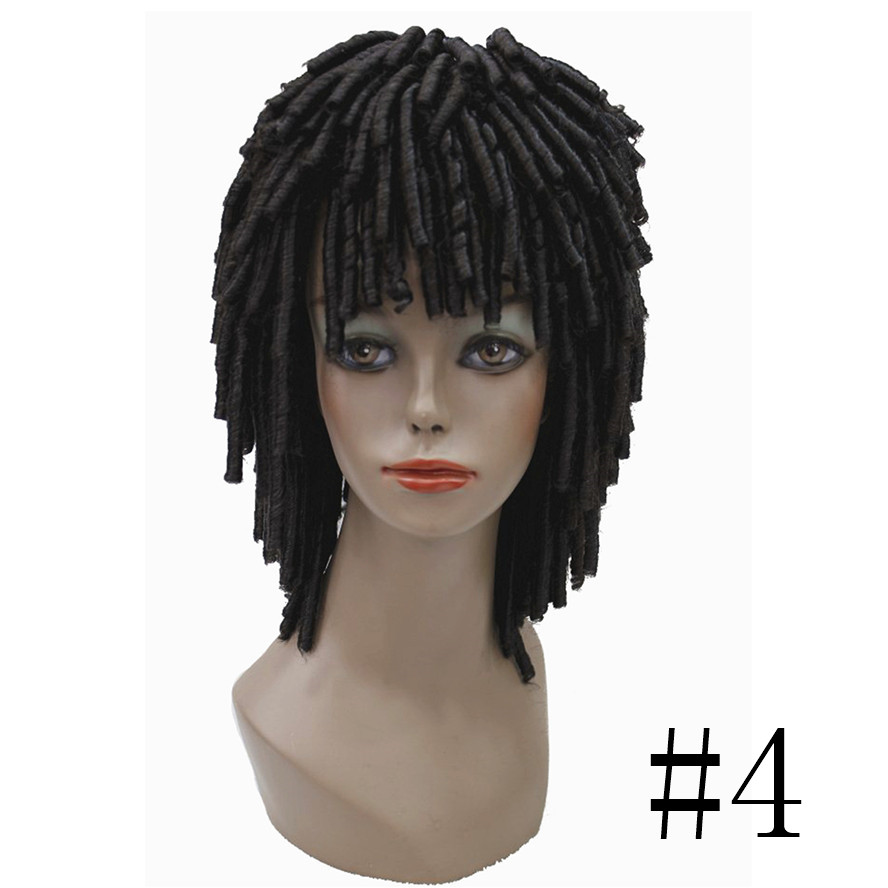 Strongbeauty Dreadlock Hair African Braids Wig Blonde Brown Corkscrew Curls Medium Length Synthetic Wigs