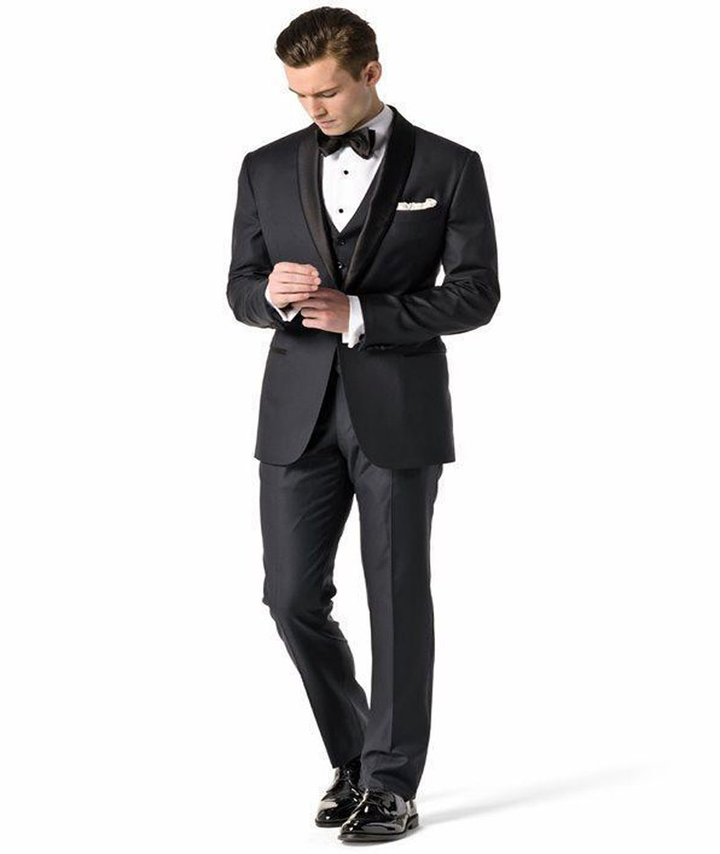 2016 Custom Made New Arrival Groom Tuxedos Men's Suit Black Groomsman/Best Man Wedding/Prom Suits(Jacket+Pants+Tie+Vest)