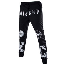 Man Fashion Sports Pants Letter Print Graggiti Street Hiphop Style Skinny Casual Pant Exercise Training Elastic Trousers