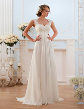 2016 Vestido de noiva Lace Wedding Dresses Sweep Train Lace-up Back Chiffon Bridal dress New Arrival