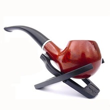 80pcs/lots Classic Wooden Smoking Tobacco Pipe with Pouch and Stand hot top
