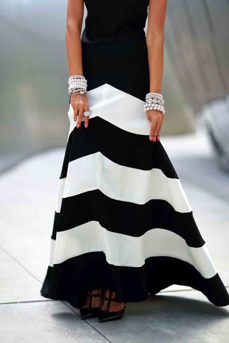 Black White Stripes Maxi Dress FashionandLove