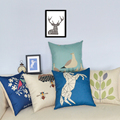 Hot Bird Pillow Cover Nordic Style Cotton Linen Cartoon Trees Almofadas 45Cmx45Cm Square Home Decorative Horse
