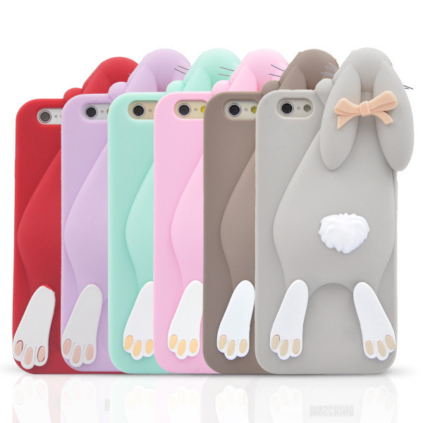 10pcs New Hot 4.7 Inch for iphone 6 6S case cover 3D Cute Cartoon Rabbit Model Lovely Gift Silicone Protection Phone Cover Case