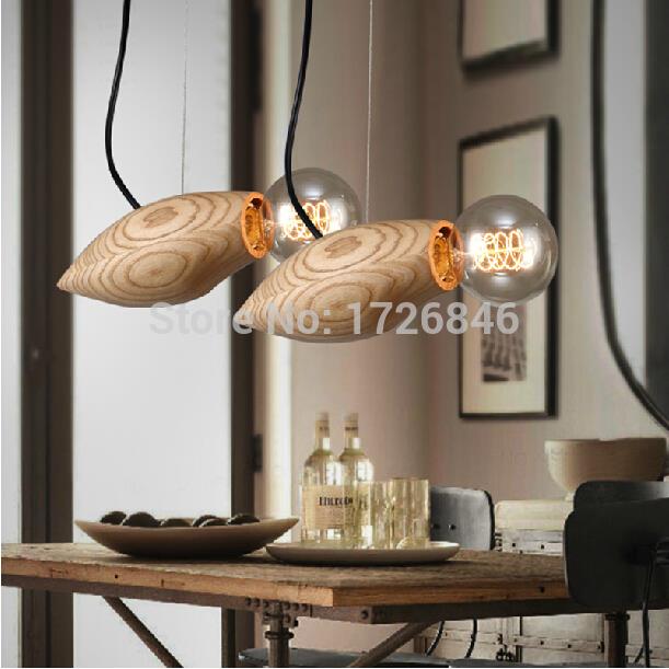 2015 New arrival Modern wooden loft American industrial vintage pendant light for dining room original wood home decoration lamp