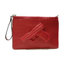 Women Leather Handbags Vlieger Vandam Rock Red Snake Print Bags 3D Pistol Bag Day Envelope Women Clutch Bag Vintage 3D Gun Bags