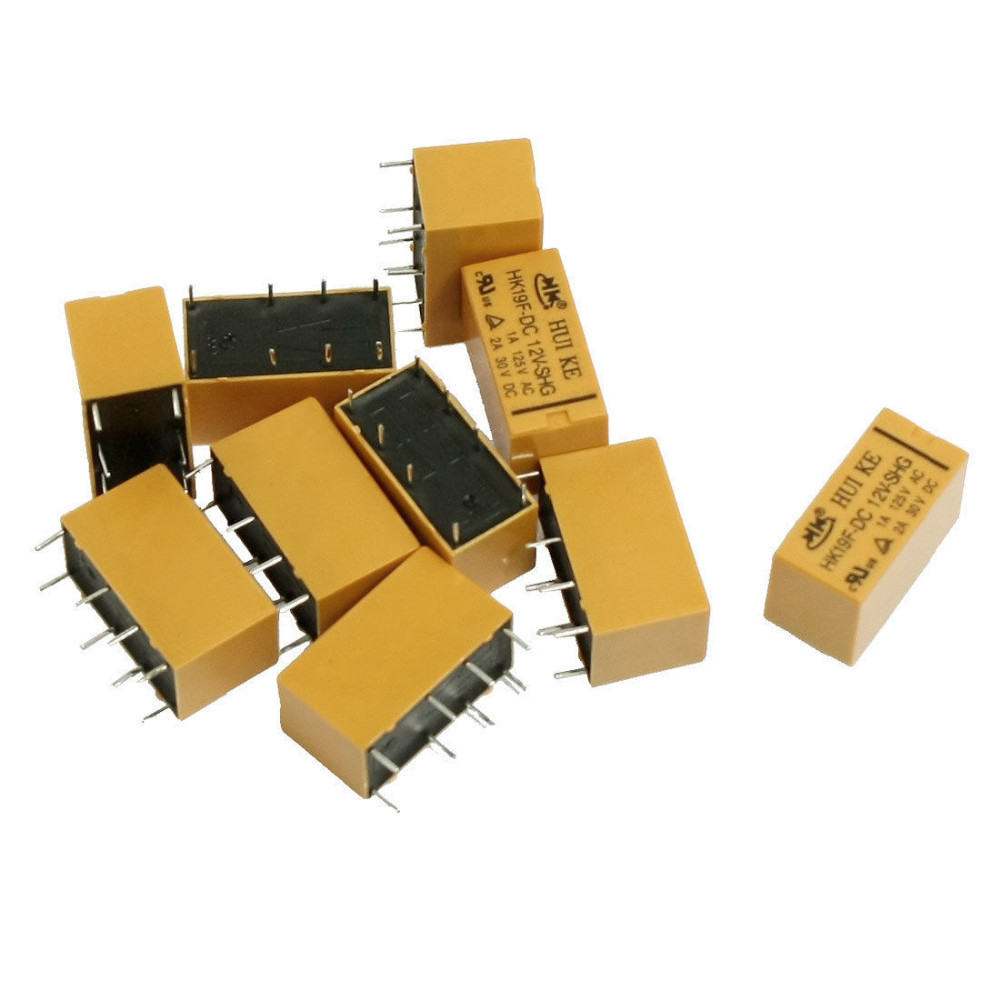 50 PCS DC 5V Coil DPDT 8 Pin 2NO 2NC Mini Power Relays PCB Type HK19F