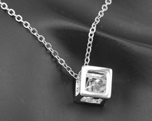 top selling Free Shipping Hot sales high quality import Crystal float zircon cubic Pendant Necklace chain