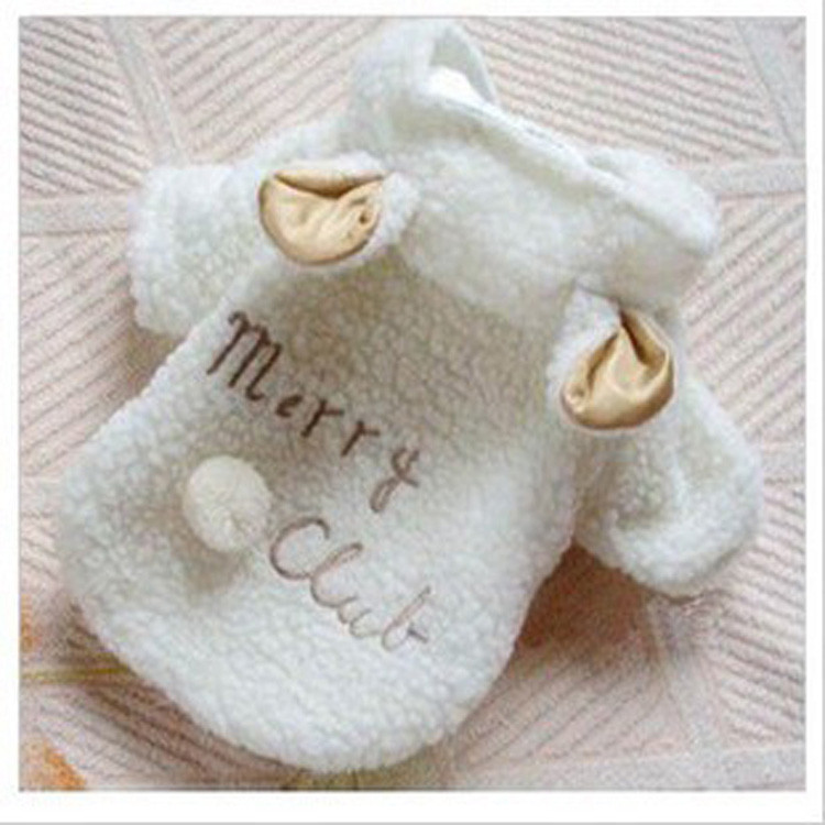 Fashion Pet Costume Samll Dog Clothes Coat White Sheep Puppy Hoodie Chihuahua Clothing In Winter Warm Apparel Size XS S M L XL 1167