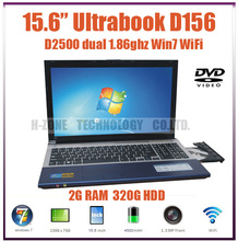Freeshipping 15 6 Laptop Ultrabook Intel Atom D2500 Dual core 1 86Ghz 2G RAM 320G HDD