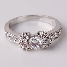 Jewelry Dazzling 18K Gold Plating Rings White Swiss Zircon CZ Band Anniversary Ring For Women Wholesale