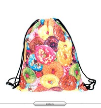 2015 new fashion time limited Daily backpack unisex DONUTS PINK softback 3d print polyester women backpacks