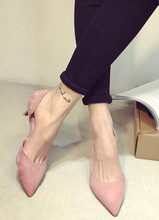 2016 spring and autumn thin heels pointed toe high-heeled shoes work shoes pink black women’s shoes