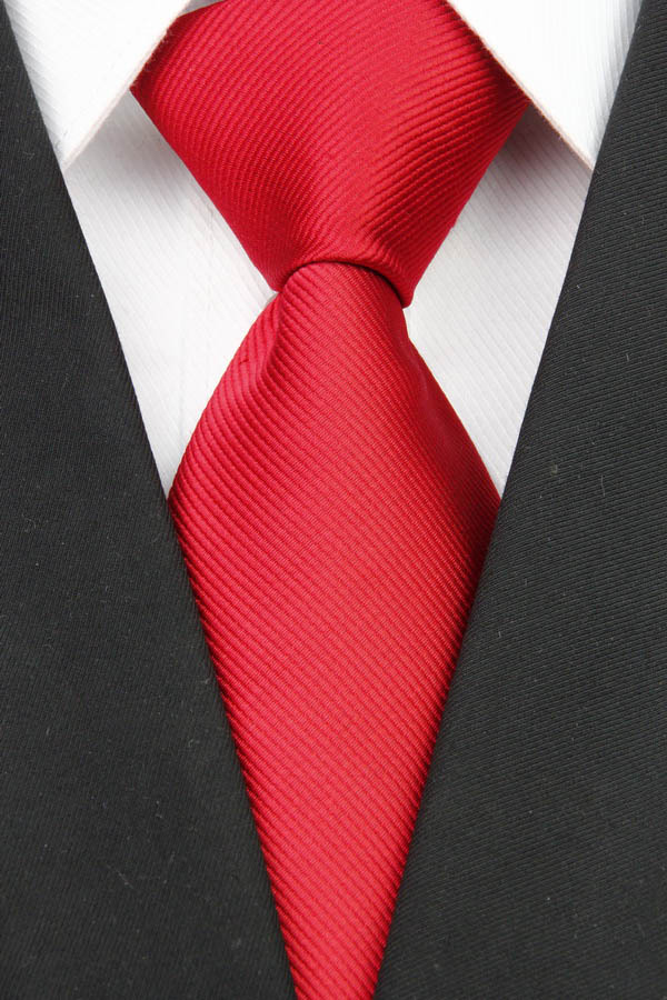ST002 Red Solid Stripes Fashion Jacquard Woven Silk Polyester Tie Gravata Casual Neckties For Man Business