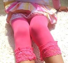 Top New girls velvet short baby girl candy color lace leggings 12 colors for 2 9