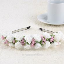 Womens Fashion Hair Wreaths Boho Women Wedding Party Flower Headband Hairband Headdress Pink White MHM049 70