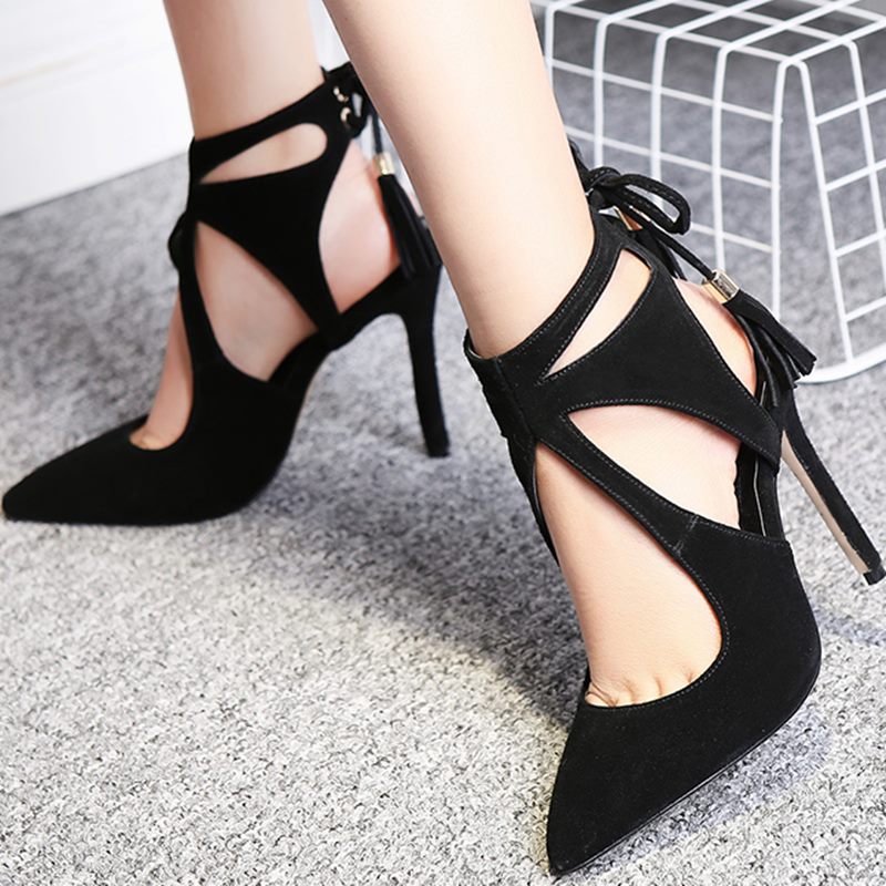 black apricot High Heels Sexy Laser Pointed Toe Lace Up Women Pumps Ankle Strap Heels Designer Heels Dress Shoe