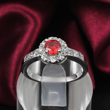 18K White Gold Plated Jewelry 1 ct Grade Red Swiss AAA CZ Diamond Ruby Wedding Engagement
