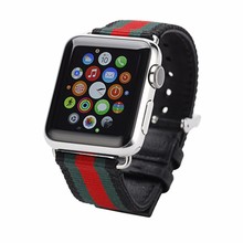 2016 New casual nylon+ Leather Watch Band Classic stainless steel watchband For Apple Watch iwatch 38mm42mm