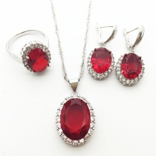 2015 New ROSE Ruby Garnet Crystal 925 Silver Jewelry Models For Women Earrings/Necklace/Pendant Ring Dimension 6 7 eight 9 Free supply