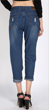 2015 Autumn Spring Women Loose Plus Size 5XL Jeans Big Hole Punk Street Design Pants Size