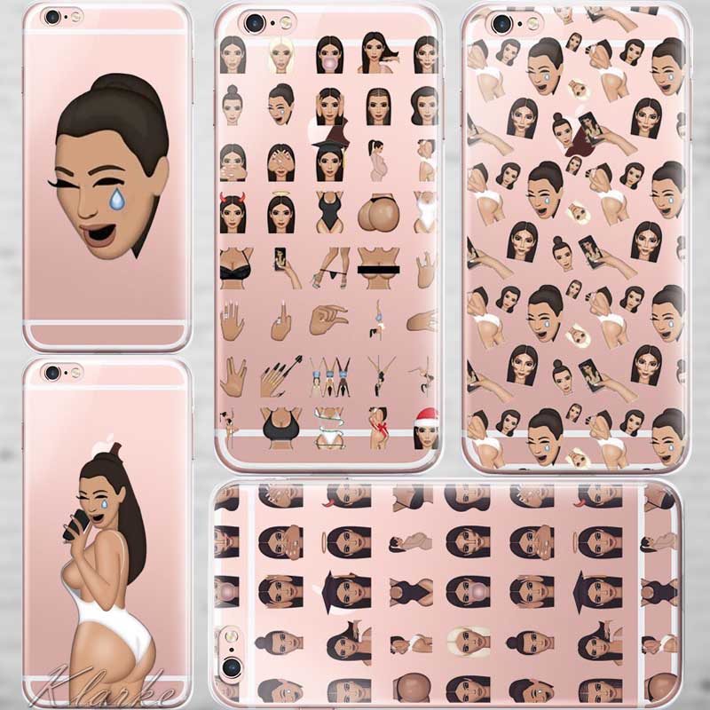Unique Design Ugly Crying Face KIMOJI Case For iphone 6 6s Transparent Silicone Cell Phone Cases