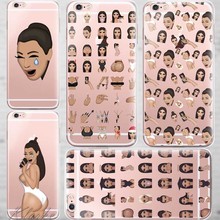 Unique Design Ugly Crying Face KIMOJI Case For iphone 6 6s Transparent Silicone Cell Phone Cases Cover