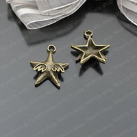 (26406)Fashion Jewelry Findings,Accessories,charm,pendant,Alloy Antique Bronze 18MM Star + wings 30PCS