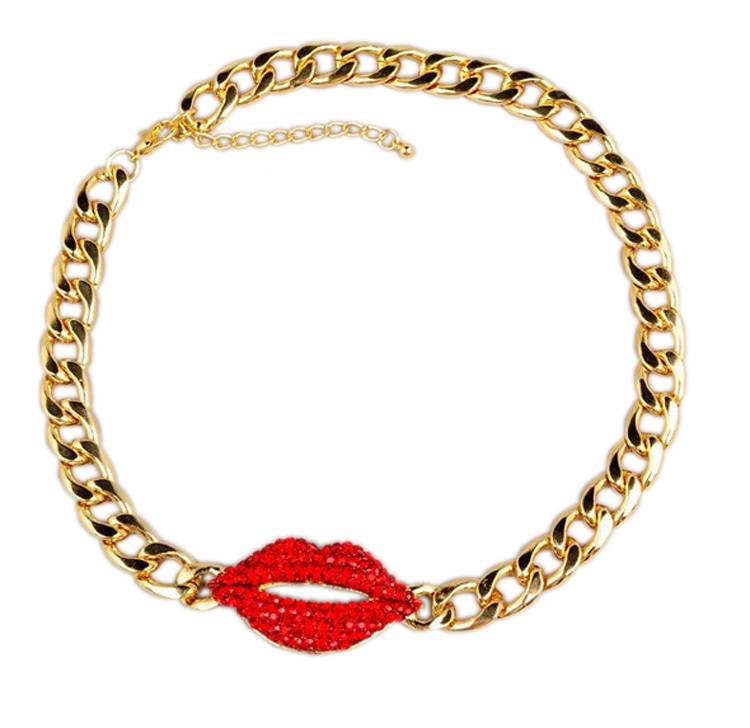 Choker, Kiss, Jewelry, Chain, Lips, Jewelry with lips, Body Chain, Red