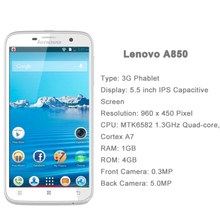 Original Lenovo A850 Cell Phones MTK6582 Quad Core Android 4 2 5 5 Inch 1GB RAM