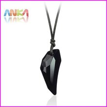 Free Shipping HIGH Quality Wholesale Womens Necklace Sexy Wolf Tooth Crystal Black Pendant 29mm*13mm with Cotton rope#79775