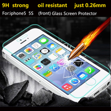 Ultra Thin 0.26mm 2.5D Premium Tempered Glass Screen Protector For iPhone 5 5S 5c HD Toughened Protective Film + Cleaning Kit